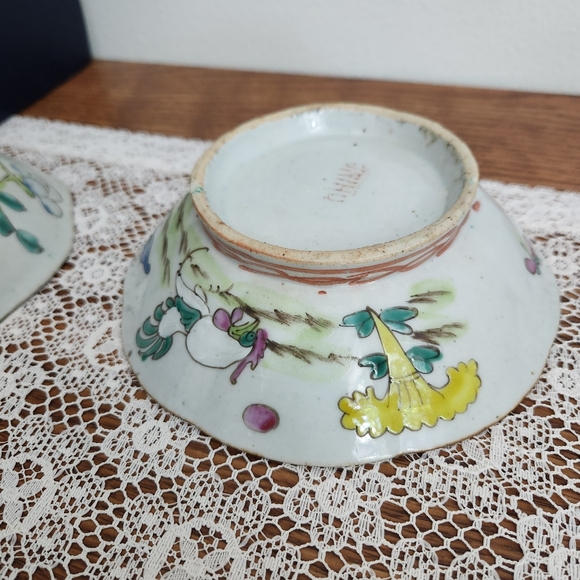 Vintage 19th Century Chinese Tongzhi Porcelain 8-side Rice Bowl with Rooster - Picture 12 of 13